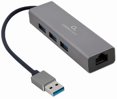 Gembird USB AM Gigabit network adapter with 3-port USB 3.0 hub (A-AMU3-LAN-01)