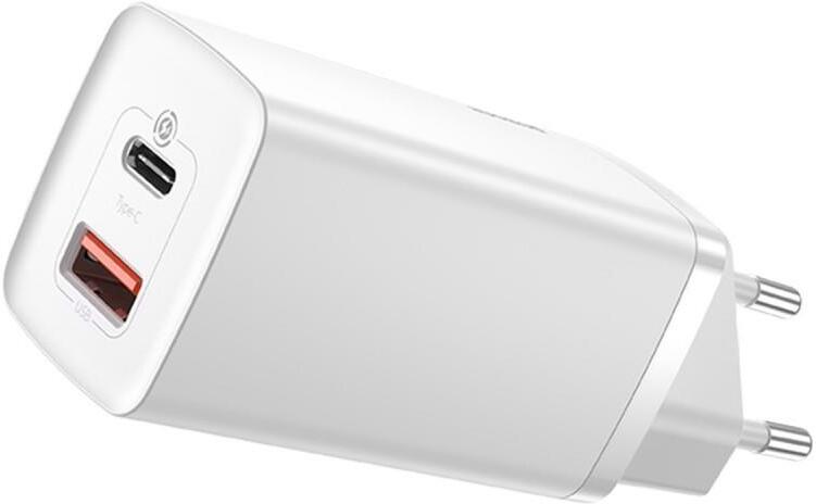 Nabíječka do sítě Baseus GaN2 Lite 65W, 1xUSB, 1xUSB-C bílá