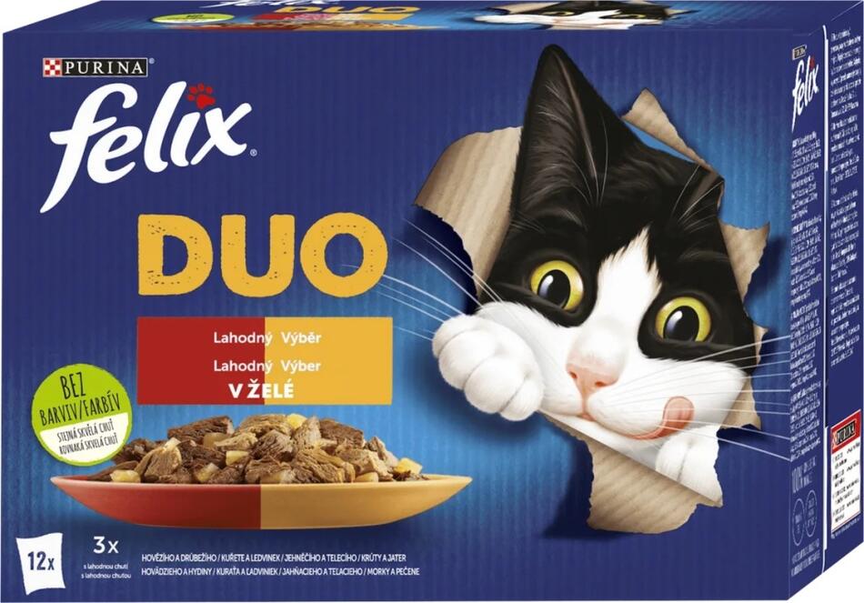 Felix Fantastic DUO kapsičky pro kočky, výběr v želé 12× 85 g