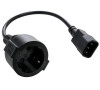 Kabel C-Tech síťový adaptér C14 (M) -> schuko (F), 15 cm (CB-PWRC14MF)