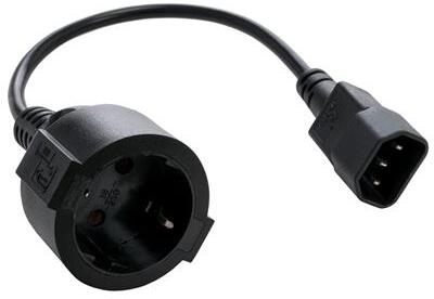 Kabel C-Tech síťový adaptér C14 (M) -> schuko (F), 15 cm (CB-PWRC14MF)