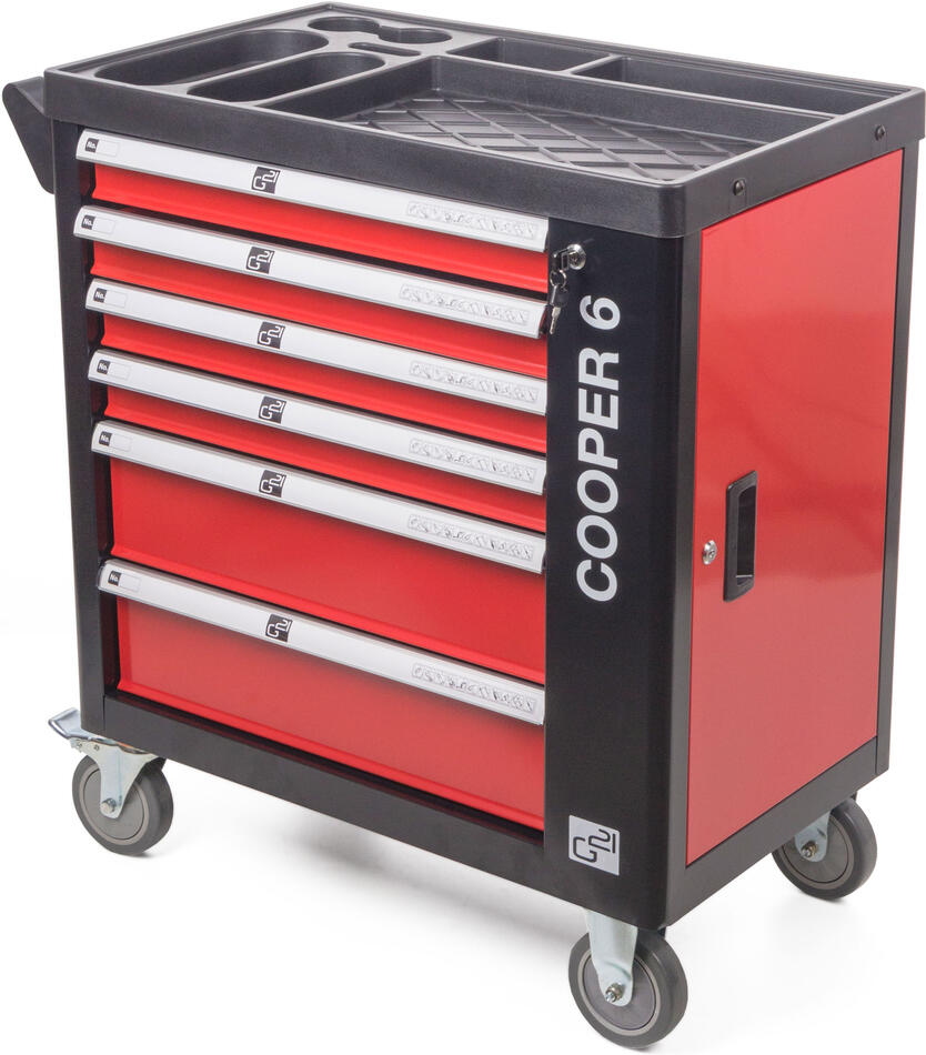Dílenský vozík G21 Cooper 6, černo-červený