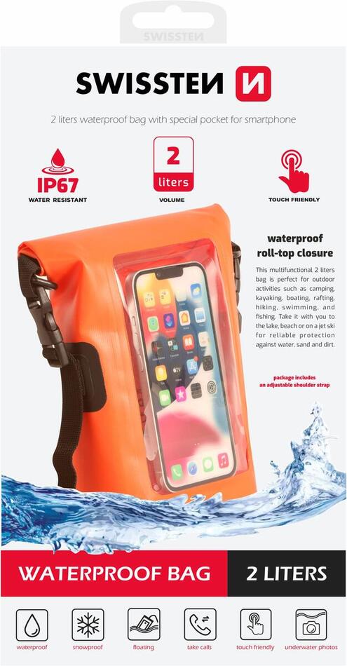Vodotěsné pouzdro Swissten Waterproof, oranžové