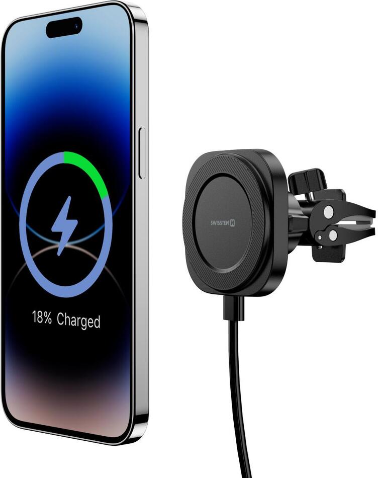 Magnetický držák do auta Swissten Magstick compact 15W/7,5W (kompatibilní s MagSafe)