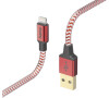 Hama MFi USB kabel Reflective pro Apple, USB-A Lightning 1,5 m, červený