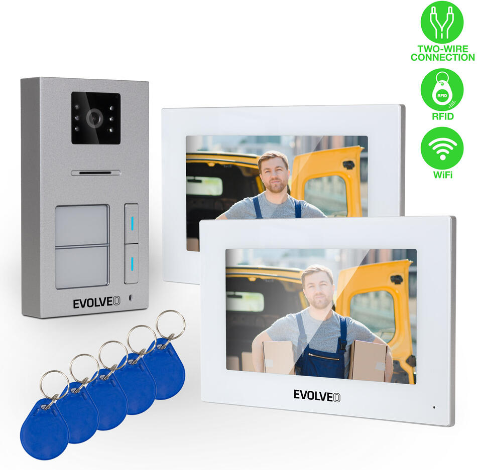 EVOLVEO DoorPhone AP2-2 drátový videotelefon pro dva byty s aplikací, bílý (DPAP2-W)