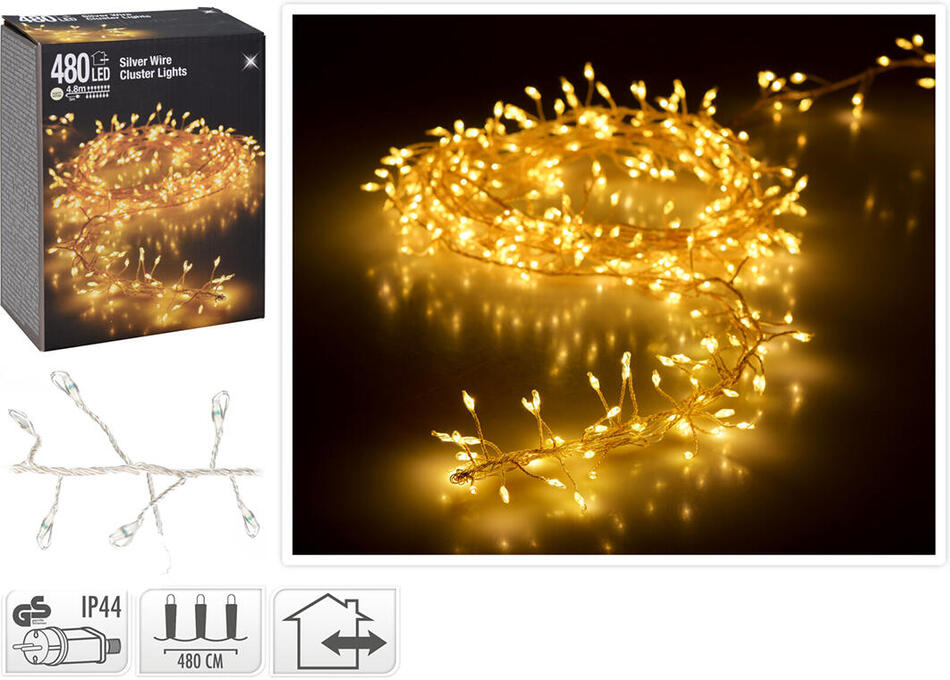 Vánoční LED řetěz 4,8 m, 480 LED, teplá bílá