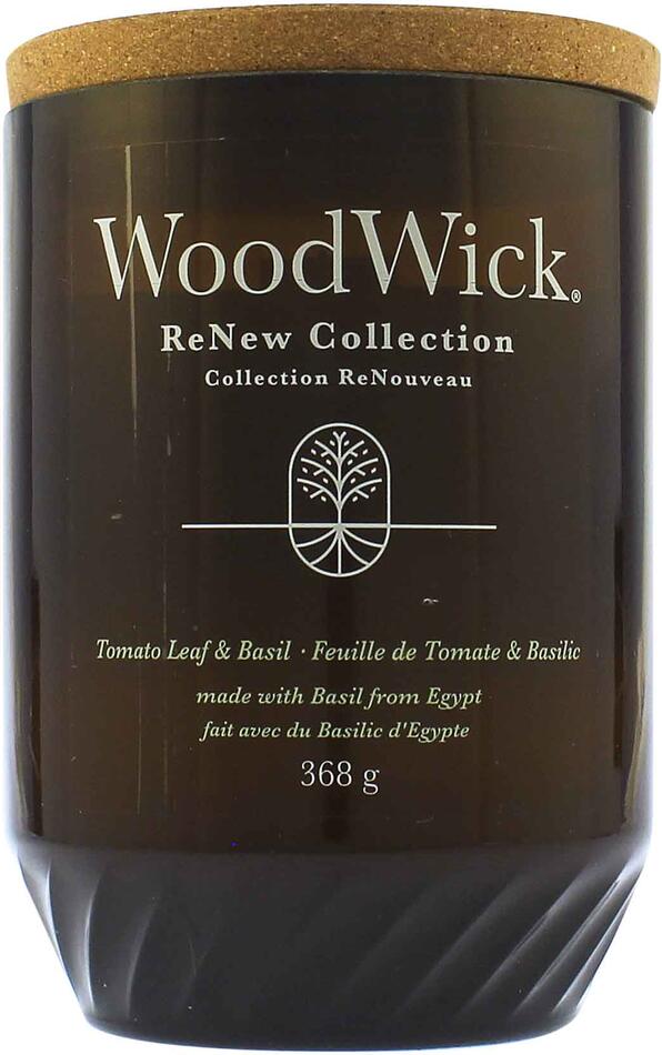 WoodWick ReNew Tomato Leaf & Basil svíčka velká 368 g