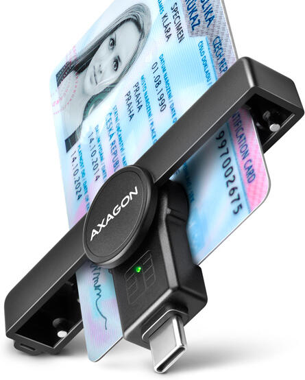 Čtečka kontaktních karet Axagon CRE-SMPC PocketReader, USB-C