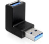 DeLock adaptér USB 3.0 samec - USB 3.0 samice pod úhelem 90° vertikálně (65339)