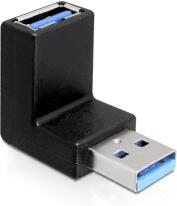 DeLock adaptér USB 3.0 samec - USB 3.0 samice pod úhelem 90° vertikálně (65339)