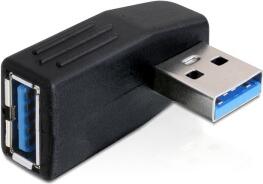 DeLock adaptér USB 3.0 samec - USB 3.0 samice pod úhelem 90° horizontálně (65341)