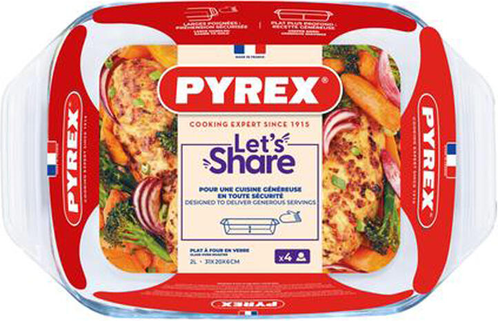 Skleněný pekáč s uchy Pyrex 31x20cm/2l., borosilikát