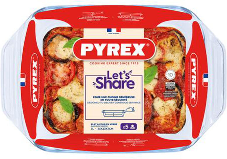 Skleněný pekáč s uchy Pyrex 35x23cm/3l., borosilikát