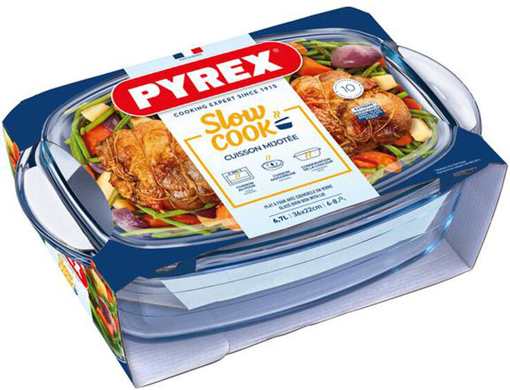 Skleněná zapékací mísa Pyrex s víkem 36x22cm/6,7l
