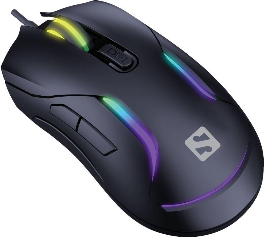Sandberg LightFlow 6D Gamer Mouse, herní myš, 3600dpi, LED podsvícení, černá (640-27)