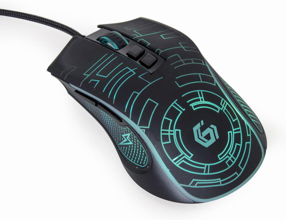 Myš GEMBIRD MUSG-RGB-01, podsvícená, 7 tlačítek, černá, 3600DPI, USB