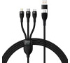 Baseus USB/USB-C kabel 3v1 Flash Series 2, USB-C + micro USB + Lightning, 100 W, 1,2 m, černá (CASS030101)