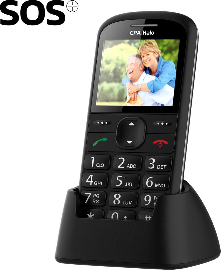 Telefon CPA Halo 21 Senior černý s nabíjecím stojánkem