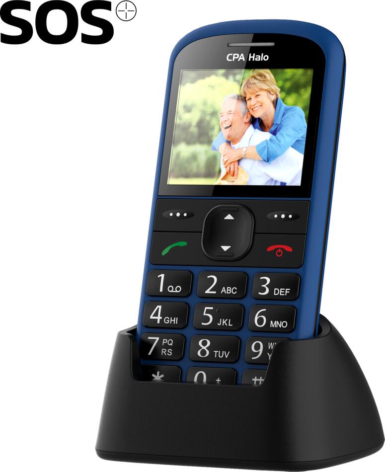 Telefon CPA Halo 21 Senior modrý s nabíjecím stojánkem