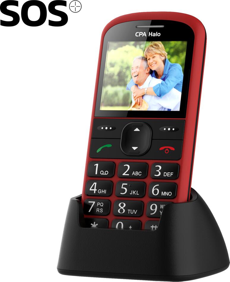 Telefon CPA Halo 21 Senior červený s nabíjecím stojánkem