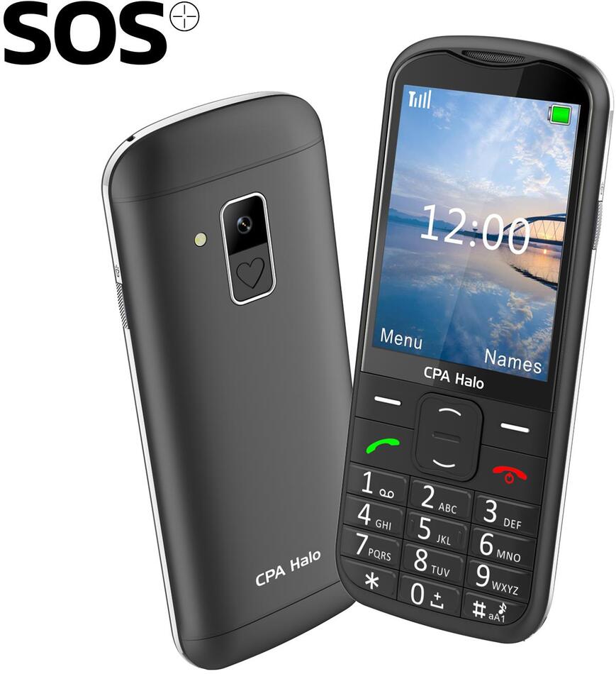 Telefon CPA Halo 28 Senior černý s nabíjecím stojánkem
