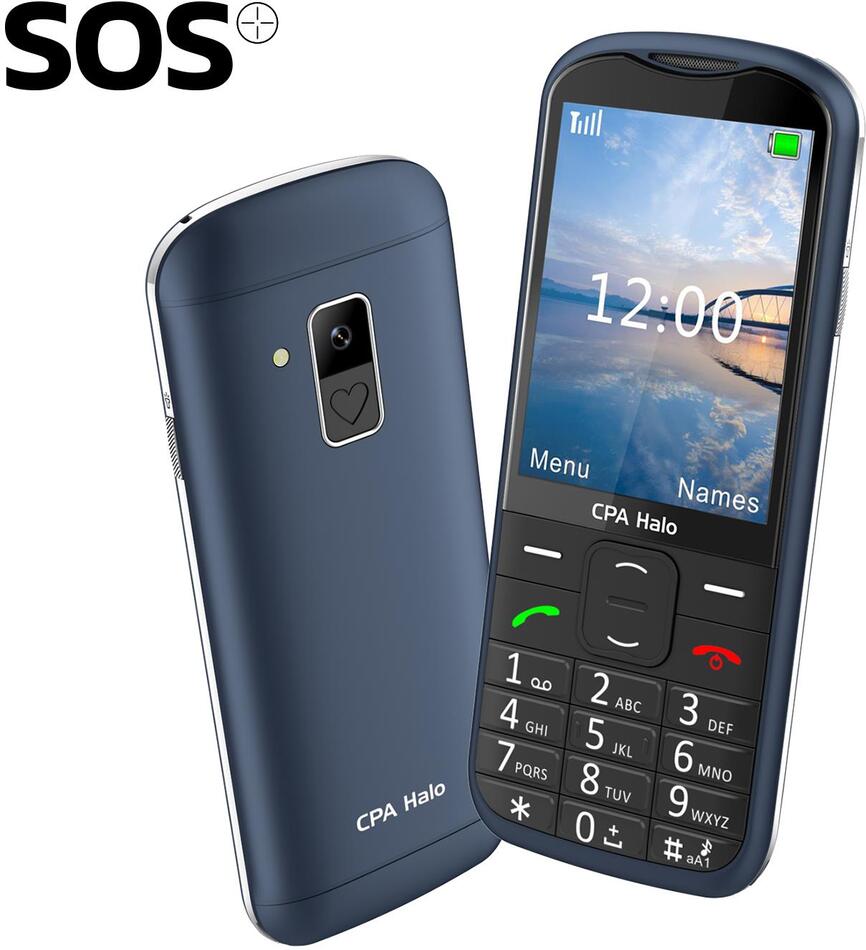 Telefon CPA Halo 28 Senior modrý s nabíjecím stojánkem