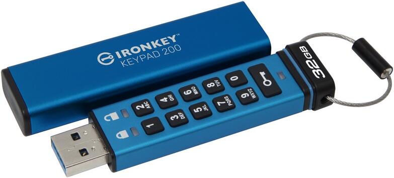 Kingston IronKey Keypad 200/32GB/USB 3.2/USB-A/Modrá (IKKP200/32GB)