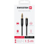 AUDIO KABEL SWISSTEN TEXTILE 3,5 mm JACK(samec) - 3,5 mm JACK (samice) 1,5 M ČERNÝ