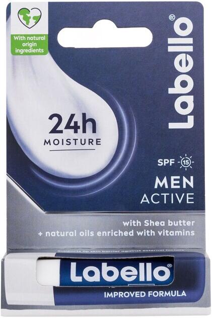 Balzám na rty Labello Men Active 24h Moisture Lip Balm, 4,8 ml (SPF15)