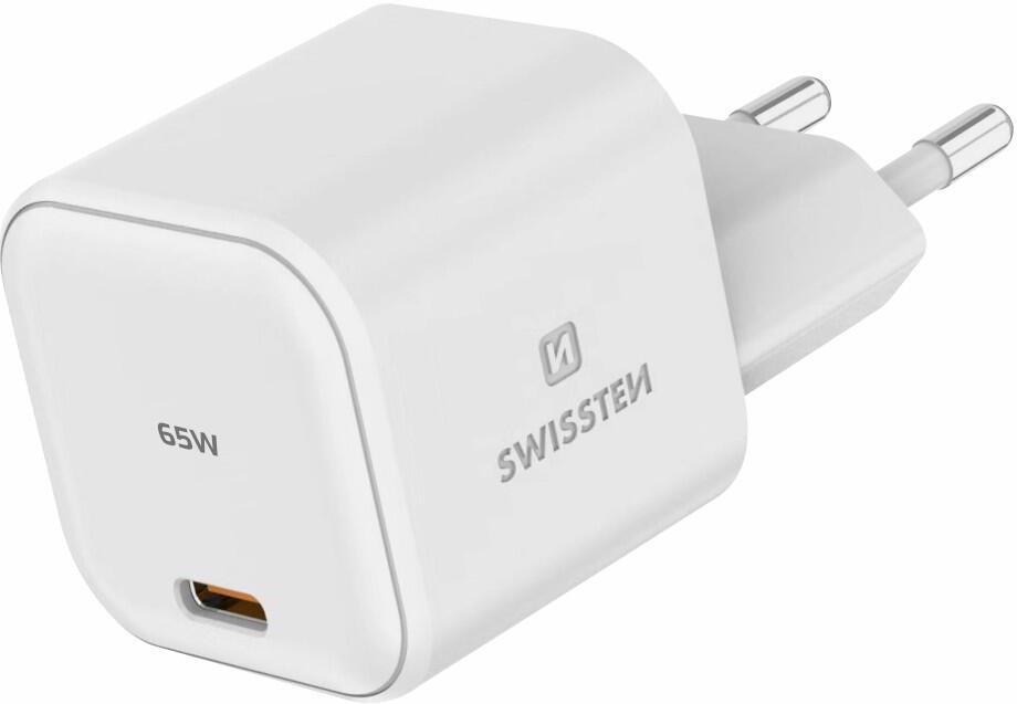 Síťový adaptér Swissten 22037020, USB-C 65W, PD, bílý
