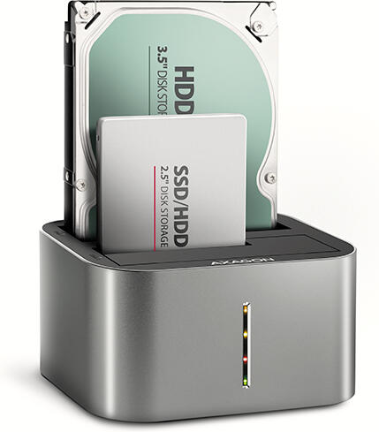 Axagon ADSA-DC, USB-C 5Gbps - 2x SATA 6G 2.5"/3.5" SSD/HDD CLONE DUAL dokovací stanice