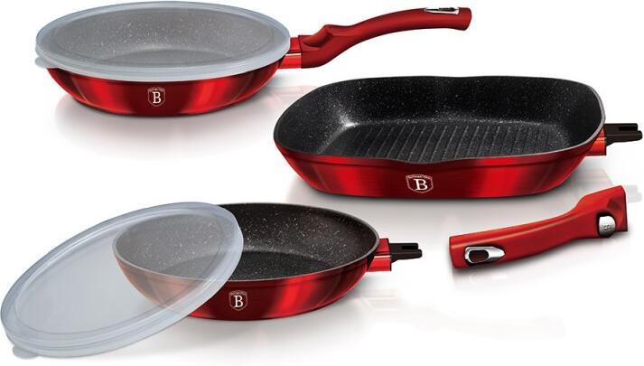 Sada pánví BERLINGERHAUS Burgundy Metallic Line gril BH-6796, 5 ks