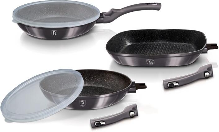 BERLINGERHAUS Pánev s odnímatelnou rukojetí sada 5 ks Carbon PRO Line ...