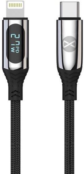 Kabel s LCD Forever USB-C/Lightning 1m 27W černý