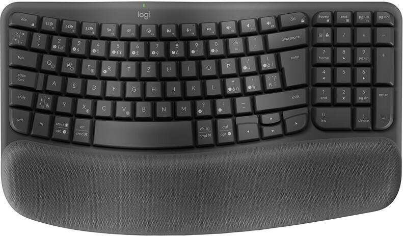 Logitech klávesnice Wave keys - bezdrátová/bluetooth/ergonomická/CZ/SK - grafitová (920-012307)