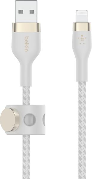 Belkin BOOST CHARGE Lightning/USB-A kabel, 2m, bílý - odolný PRO Flex (CAA010bt2MWH)