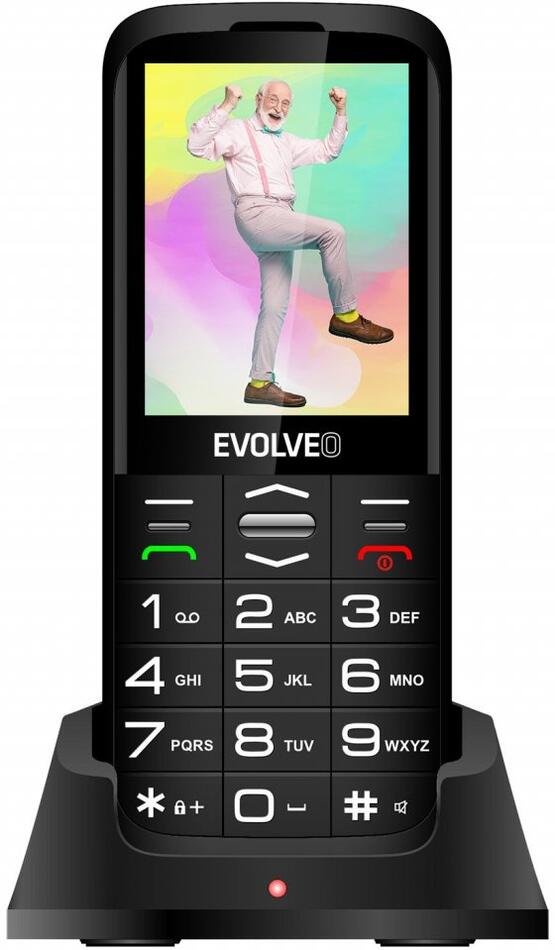 EVOLVEO EasyPhone FS, vyklápěcí telefon 2.8" pro seniory s nabíjecím stojánkem (černá barva) (EP-771-FSB)