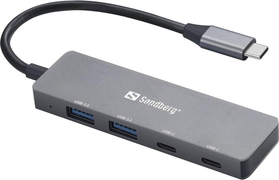 Sandberg USB-C HUB, porty 2xUSB-A a 2xUSB-C, stříbrná (136-50)