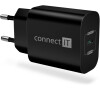 CONNECT IT Voyager2 nabíjecí adaptér 1×USB-C, 25W PD, černá (CWC-2070-BK)