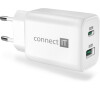 CONNECT IT Wanderer2 GaN nabíjecí adaptér 1×USB-C + 1xUSB-A, 33W PD, bílá (CWC-2080-WH)
