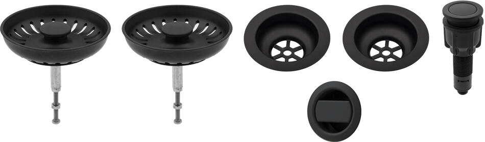 Sinks komponenty pro granit. dvoudřez s exc. ovladačem - černý plast