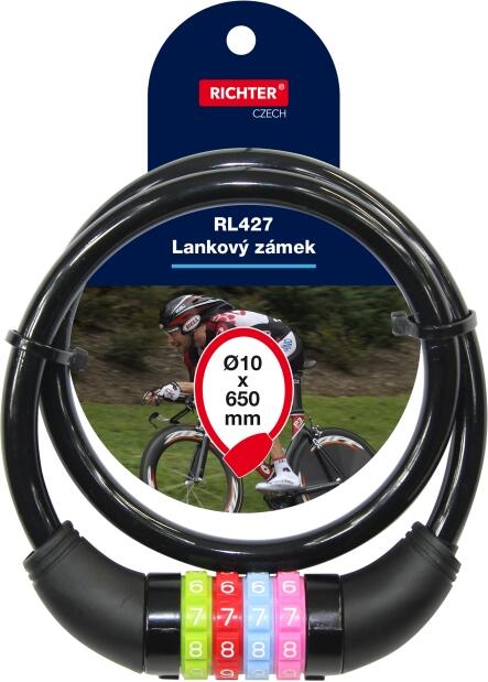 Zámek Richter kódový lankový s barevným číselníkem. RL.427-3.10x650.CRN