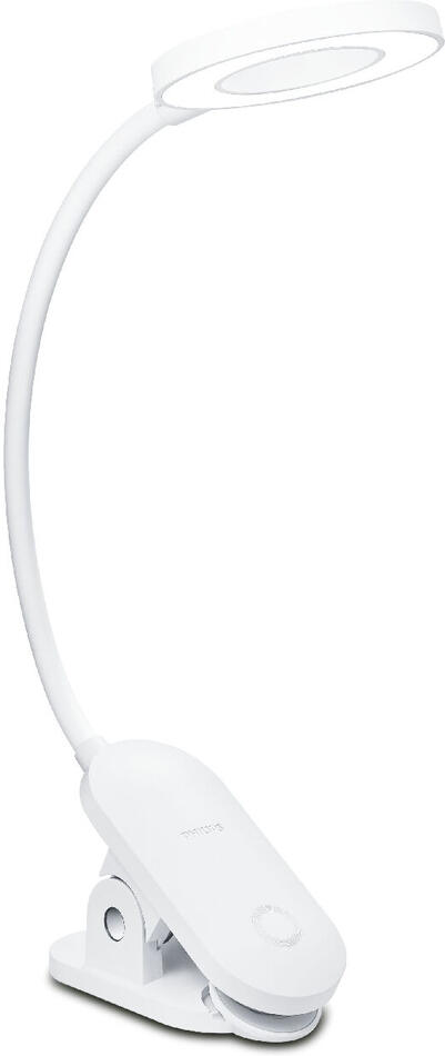 Forys stolní lampička s klipem LED 5W 200lm 4000K 36cm IP20, bílá Philips