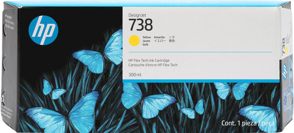 HP Inc. HP 738 300-ml Yellow DesignJet Ink Cartridge (676M8A)