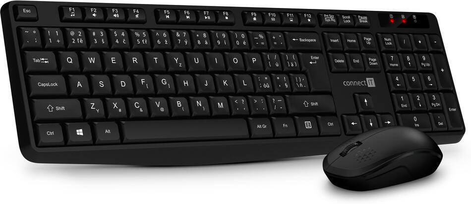 CONNECT IT OfficeBase Wireless Combo bezdrátová černá klávesnice + myš, USB, 2,4Ghz (CKM-4500-CS)