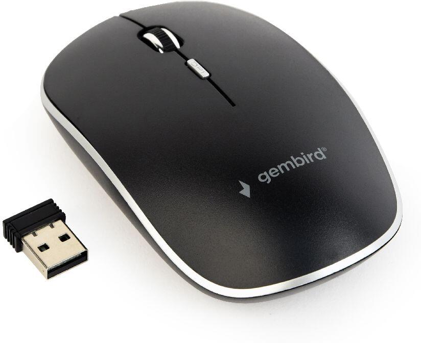 Myš GEMBIRD MUSW-4BS-01, černá, bezdrátová, USB nano receiver