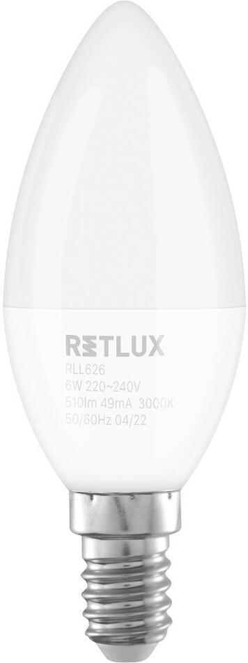 Žárovka Retlux RLL 626 C37 E14 candle 6W WW D