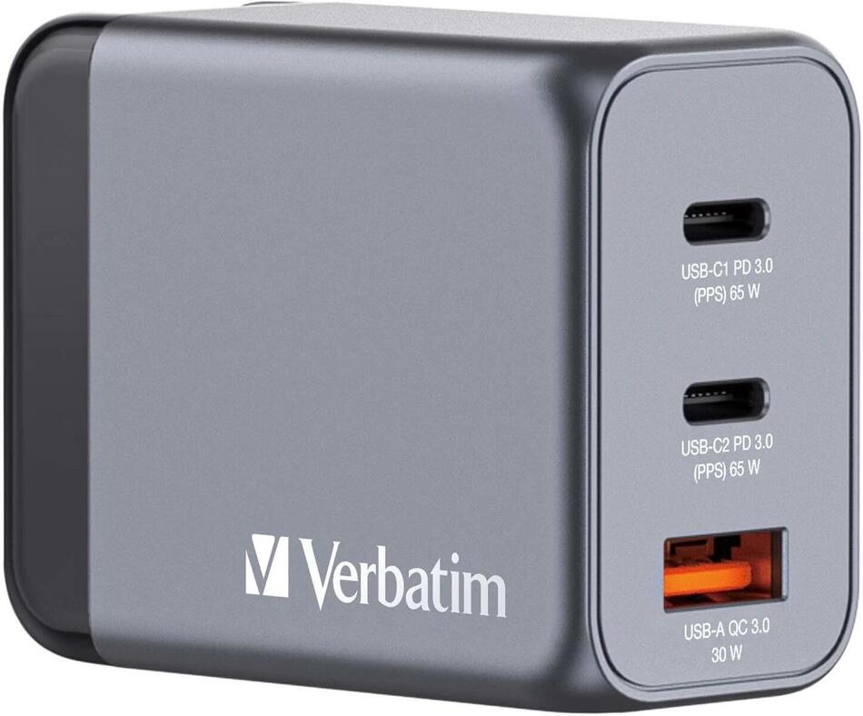 Cestovní adaptér Verbatim GNC-65, GaN, 2xUSB-C PD 65W