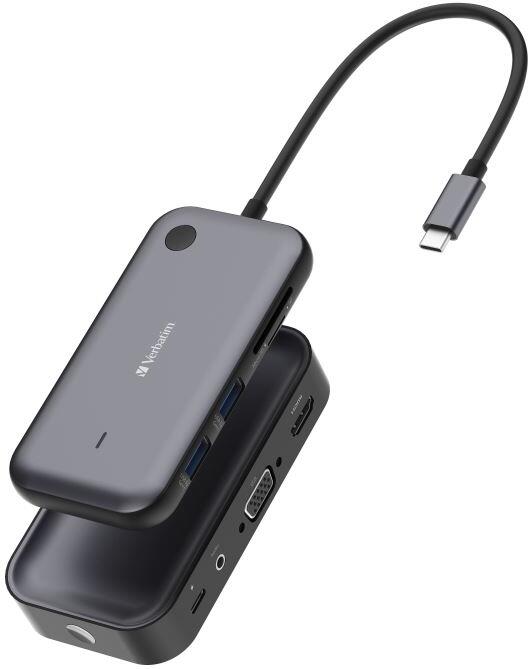 Verbatim Share my Screen WDA-01, bezdrátový adaptér USB-C s rozbočovačem 1080p, černá/šedá (32146)